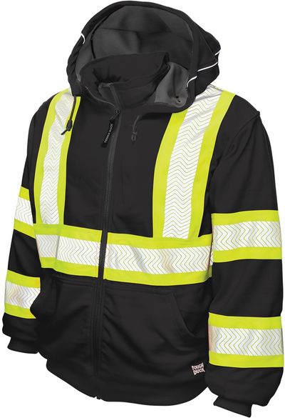 Am image of a Custom Tough Duck Thermal Safety Hoodie in Black!