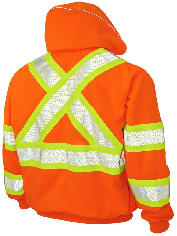 Am image of a Custom Tough Duck Thermal Safety Hoodie in Fluorescent Orange!