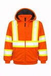 An image of a Custom Tough Duck Thermal Safety Hoodie in Fluorescent Orange!