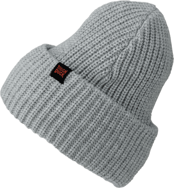 Am image of a Custom Tough Duck Thick Knit Rib Watch Cap in Grey!