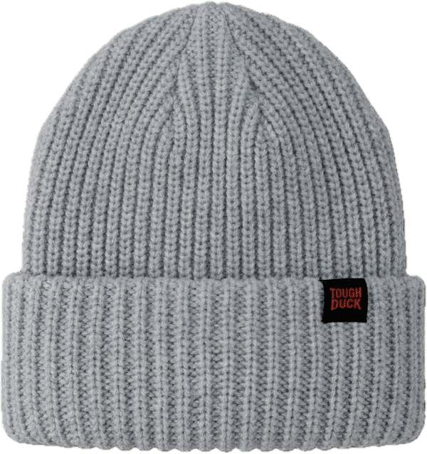 An image of a Custom Tough Duck Thick Knit Rib Watch Cap in Grey!