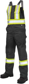 Am image of a Custom Tough Duck Twill Blend Safety Overall in Black!