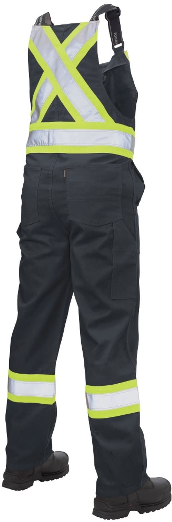 Am image of a Custom Tough Duck Twill Blend Safety Overall in Black!
