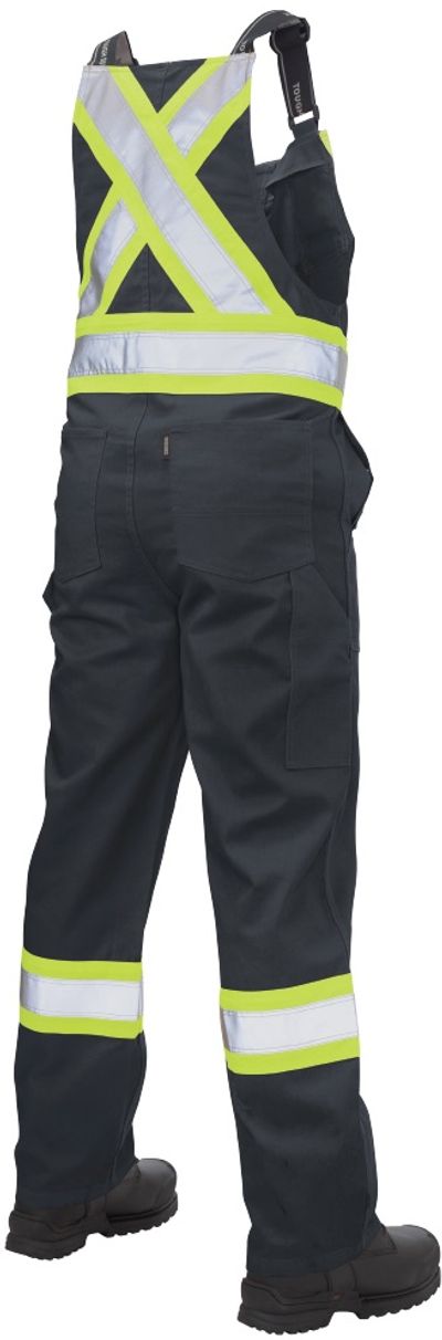 Am image of a Custom Tough Duck Twill Blend Safety Overall in Black!