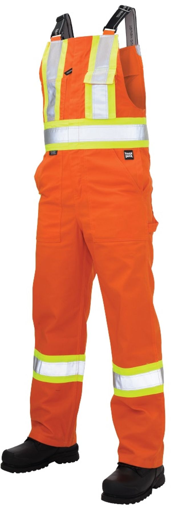 Am image of a Custom Tough Duck Twill Blend Safety Overall in Fluorescent Orange!