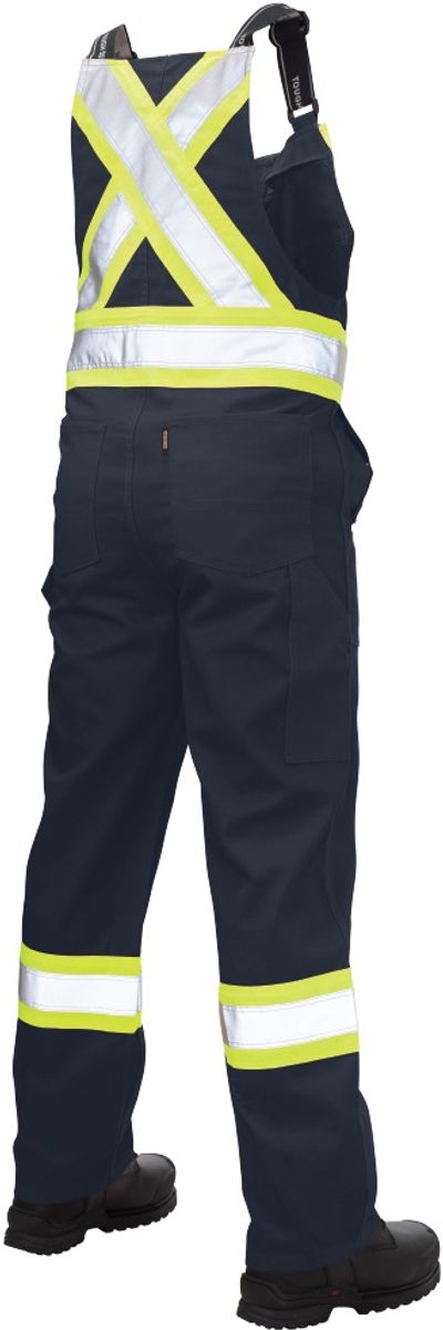 Am image of a Custom Tough Duck Twill Blend Safety Overall in Navy!