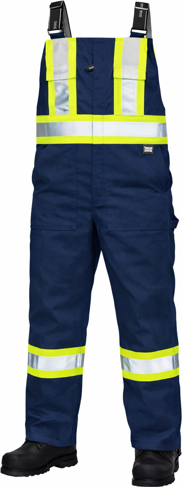 An image of a Custom Tough Duck Twill Blend Safety Overall in Navy!