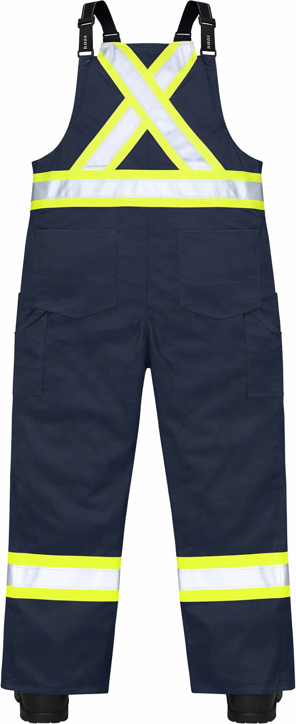 An image of a Custom Tough Duck Twill Blend Safety Overall in Navy!