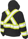 Am image of a Custom Tough Duck Unlined Safety Hoodie in Black!