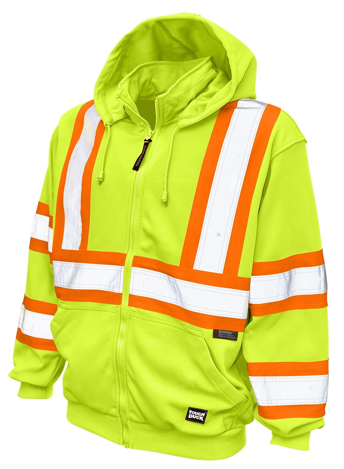 Tough Duck Unlined Safety Hoodie in Fluorescent Green