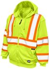 An image of a Custom Tough Duck Unlined Safety Hoodie in Fluorescent Green!