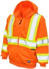 Am image of a Custom Tough Duck Unlined Safety Hoodie in Fluorescent Orange!
