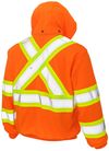 Am image of a Custom Tough Duck Unlined Safety Hoodie in Fluorescent Orange!
