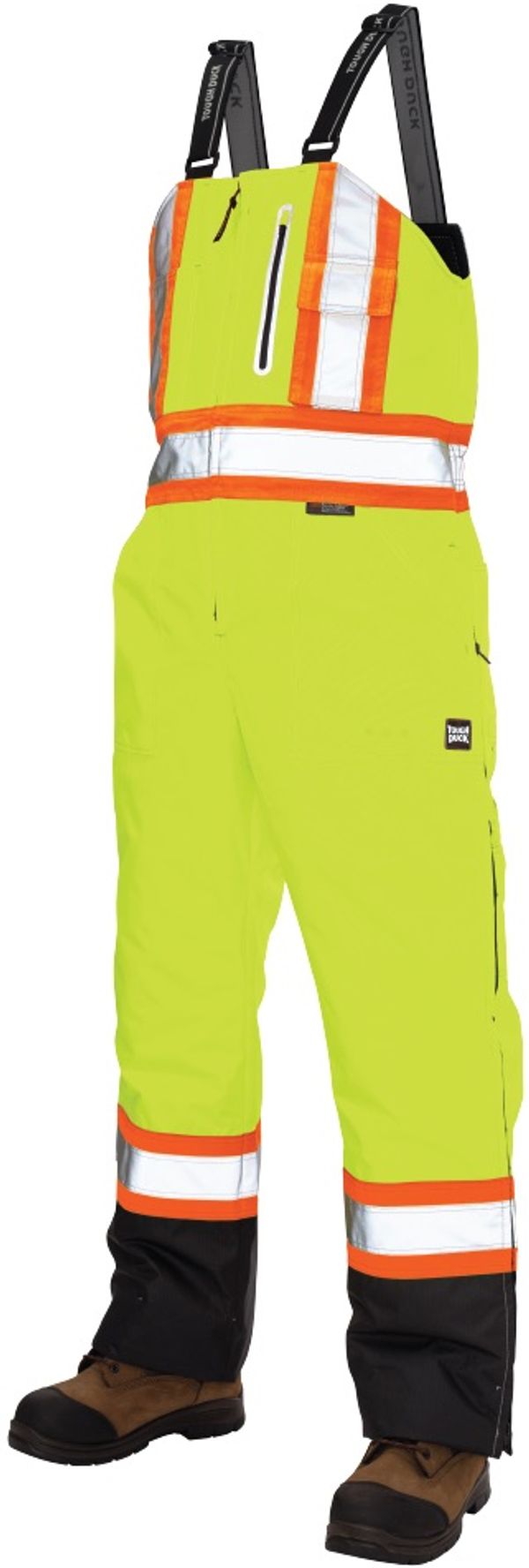 Am image of a Custom Tough Duck Waterproof Breathable Safety Overall in Fluorescent Green!