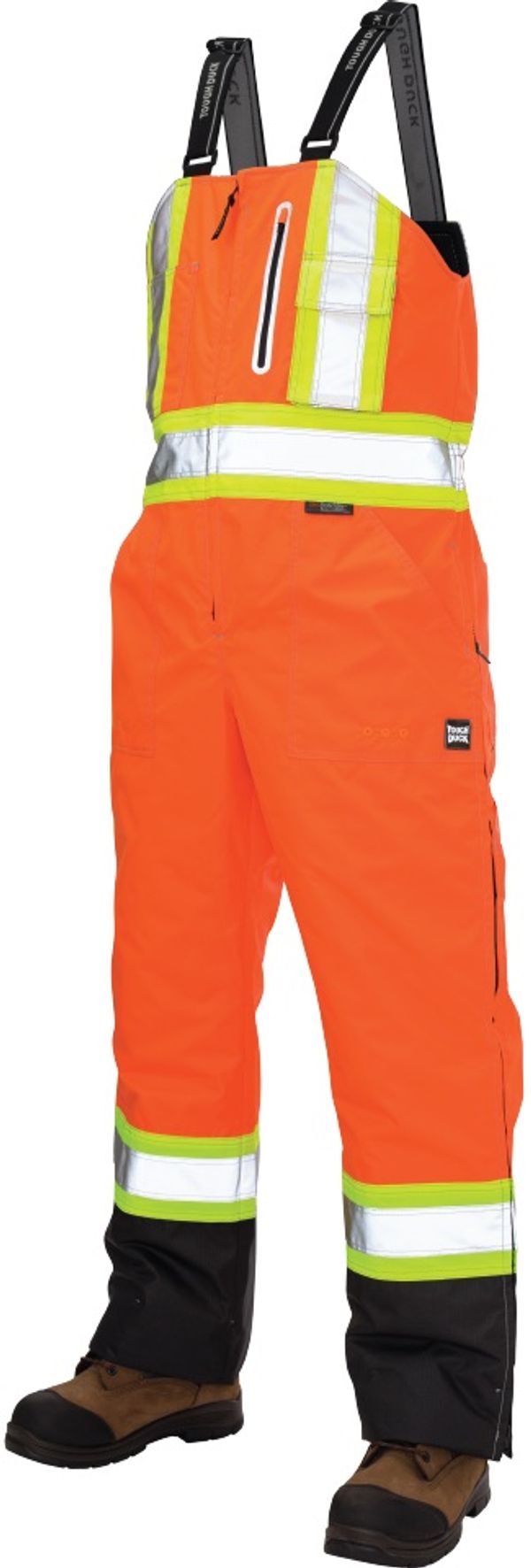 Am image of a Custom Tough Duck Waterproof Breathable Safety Overall in Fluorescent Orange!
