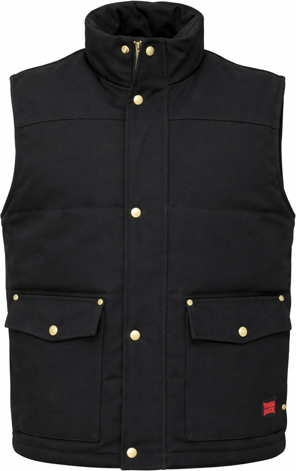 An image of a Custom Tough Duck Woodsman Vest in Black!