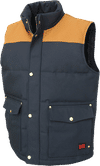 Am image of a Custom Tough Duck Woodsman Vest in Navy!