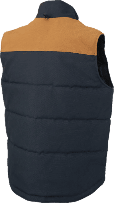 Am image of a Custom Tough Duck Woodsman Vest in Navy!