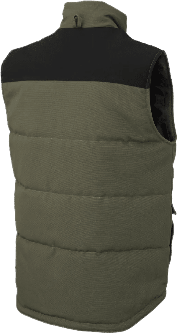 Am image of a Custom Tough Duck Woodsman Vest in Olive!