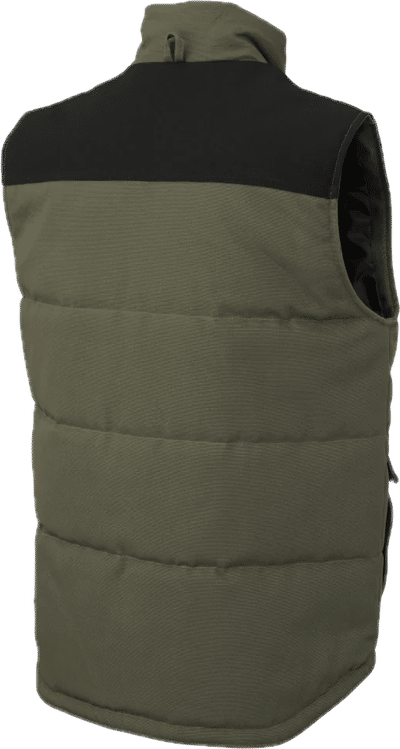 Am image of a Custom Tough Duck Woodsman Vest in Olive!
