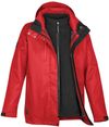 Am image of a Custom Stormtech Women's Vortex HD 3 In 1 System Parka in Red!