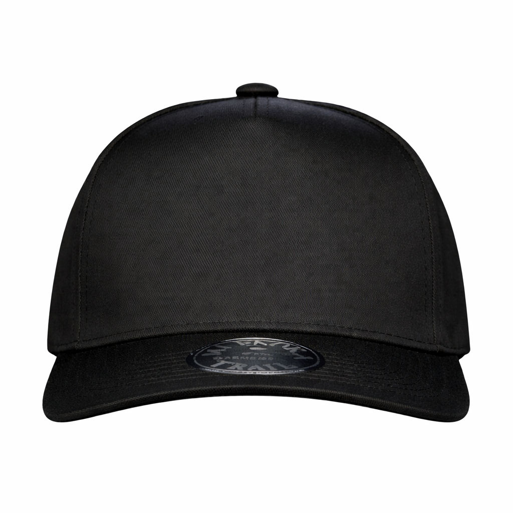 True North 5 Panel Poly Cotton Twill Snap Back Cap in Black