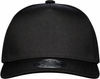An image of a Custom True North 5 Panel Poly Cotton Twill Snap Back Cap in Black!