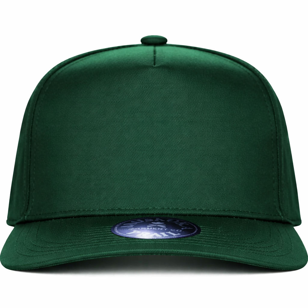 True North 5 Panel Poly Cotton Twill Snap Back Cap in Forest Green