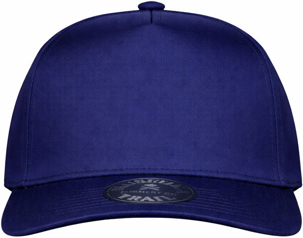 An image of a Custom True North 5 Panel Poly Cotton Twill Snap Back Cap in Navy!