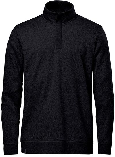 Am image of a Custom Stormtech Men's Monashee Quarter Zip Pullover in Black!