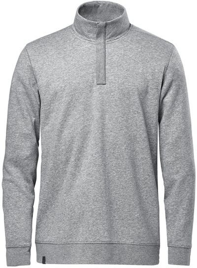 Am image of a Custom Stormtech Men's Monashee Quarter Zip Pullover in Granite Heather!