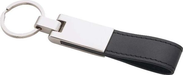 Am image of a Custom UltraHyde Silver Key Ring in Black!