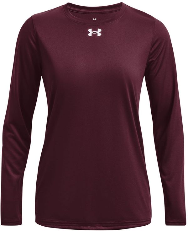 Am image of a Custom Under Armour Ladies' Team Tech Long Sleeve T Shirt in Maroon/white!