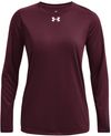 Am image of a Custom Under Armour Ladies' Team Tech Long Sleeve T Shirt in Maroon/white!