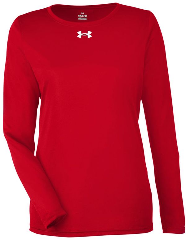 Am image of a Custom Under Armour Ladies' Team Tech Long Sleeve T Shirt in Red/white!