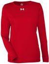Am image of a Custom Under Armour Ladies' Team Tech Long Sleeve T Shirt in Red/white!