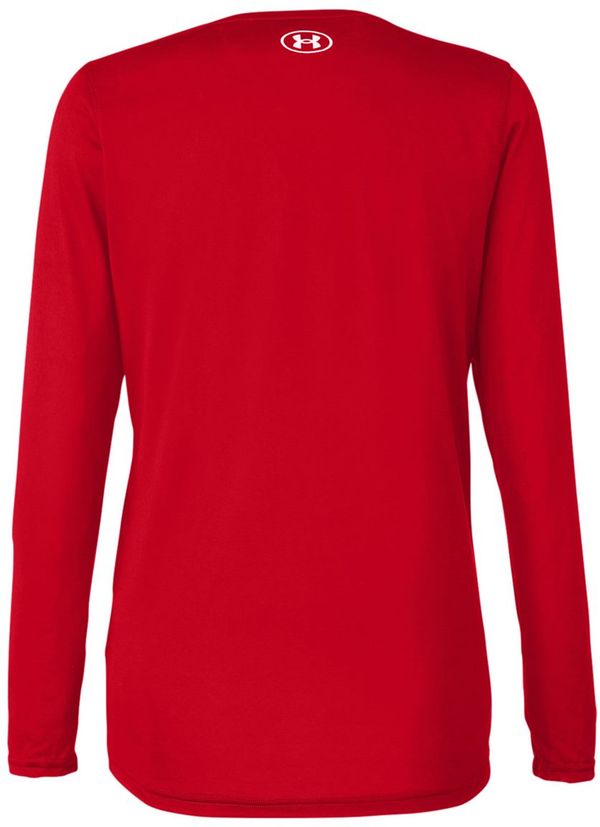 Am image of a Custom Under Armour Ladies' Team Tech Long Sleeve T Shirt in Red/white!