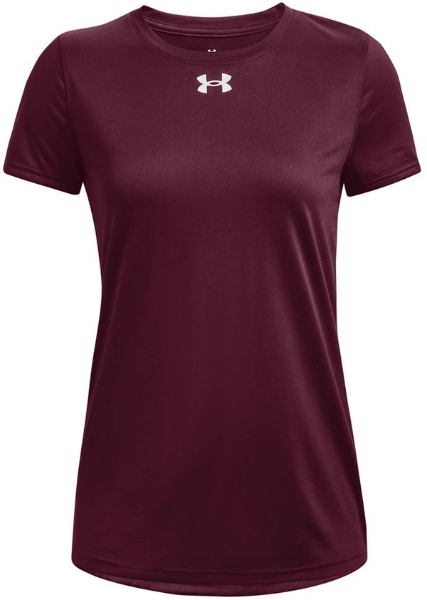 Am image of a Custom Under Armour Ladies' Team Tech T Shirt in Maroon/white!