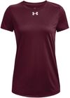 Am image of a Custom Under Armour Ladies' Team Tech T Shirt in Maroon/white!