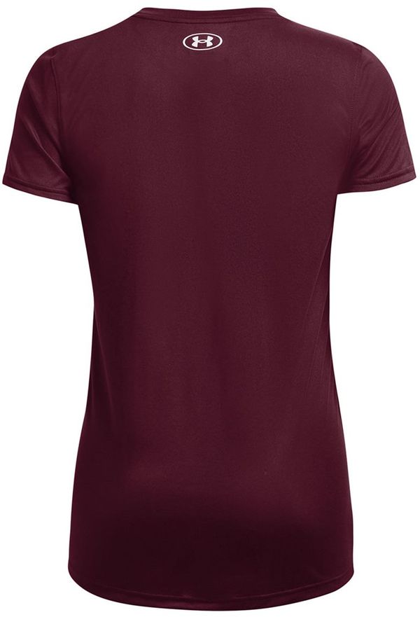 Am image of a Custom Under Armour Ladies' Team Tech T Shirt in Maroon/white!