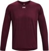 Am image of a Custom Under Armour Men's Team Tech Long Sleeve T Shirt in Maroon/white!