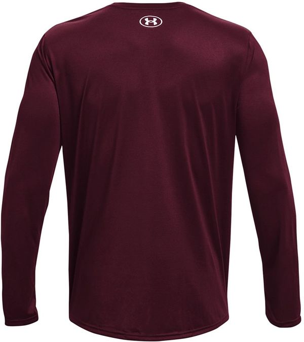 Am image of a Custom Under Armour Men's Team Tech Long Sleeve T Shirt in Maroon/white!