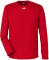 Am image of a Custom Under Armour Men's Team Tech Long Sleeve T Shirt in Red/white!