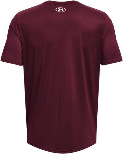 Am image of a Custom Under Armour Men's Team Tech T Shirt in Maroon/white!