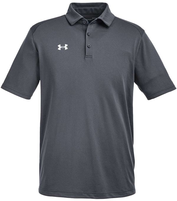 Am image of a Custom Under Armour Men's Tech™ Polo in CS Grey Light Heather/ White!
