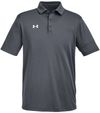Am image of a Custom Under Armour Men's Tech™ Polo in CS Grey Light Heather/ White!