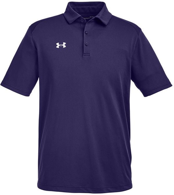 Am image of a Custom Under Armour Men's Tech™ Polo in Purple/White!