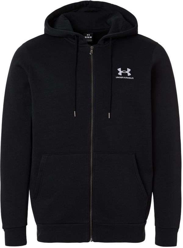 An image of a Custom Under Armour Mens Icon Fleece Hooded Full Zip in Black/white!
