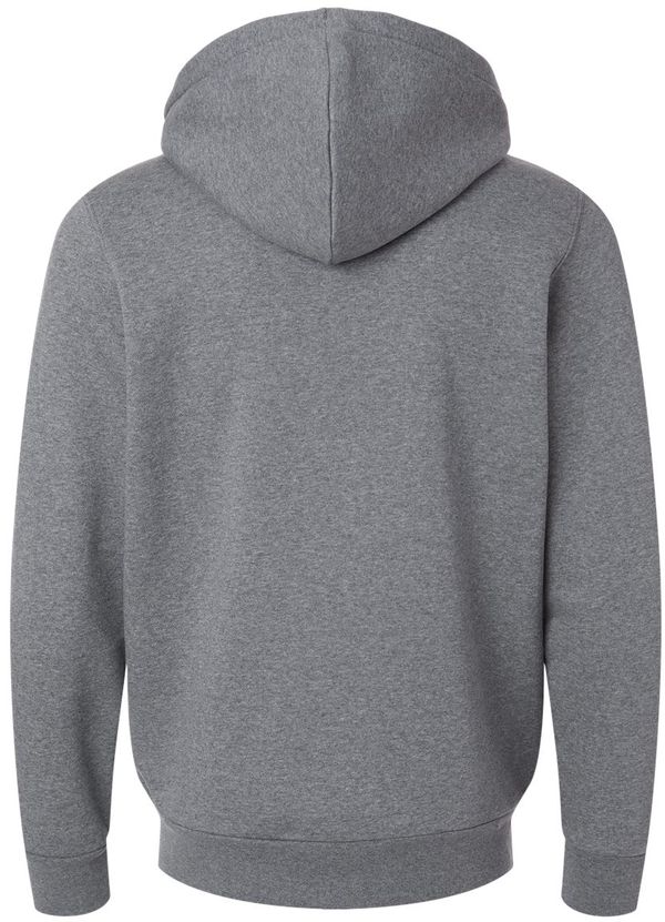 An image of a Custom Under Armour Mens Icon Fleece Hooded Full Zip in Pitch Grey Medium Heather/ White!