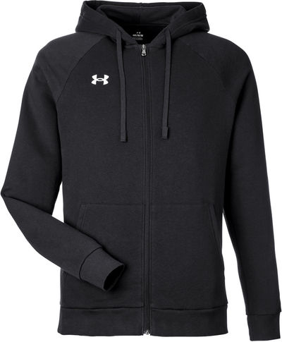 Am image of a Custom Under Armour Mens Rival Fleece Full Zip in Black/White!